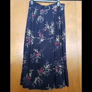 Sag Harbor Petite Black Floral Midi Skirt